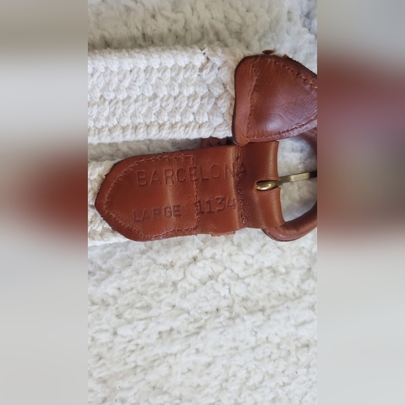 Bundle Only:Barcelona Brown Leather Trim  White wide‎ Waist Belt Large 39inch - Picture 5 of 6